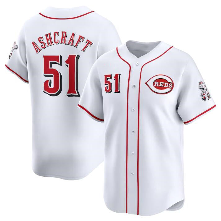 Cincinnati Reds #51 Graham Ashcraft White AmberGomez Home Limited Stitched Jersey