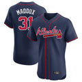 Atlanta Braves #31 Greg Maddux Player Navy AmberGomez Limited Elite Home Game Stitched Jerseys