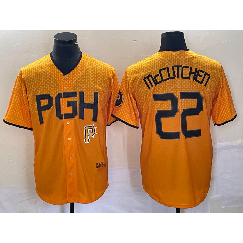 Pittsburgh Pirates #22 Andrew McCutchen Gold AmberGomez 2023 City Connect Stitched Jersey 2