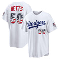 Los Angeles Dodgers #50 Mookie Betts Fourth of July White AmberGomez USA 250 Stadium Jersey