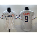 Houston Astros #9 Zach Dezenzo White AmberGomez 2025 City Connect With Texas Patch Limited Stitched Jersey