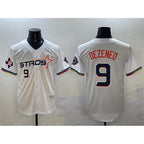 Houston Astros #9 Zach Dezenzo White AmberGomez 2025 City Connect With Texas Patch Limited Stitched Jersey
