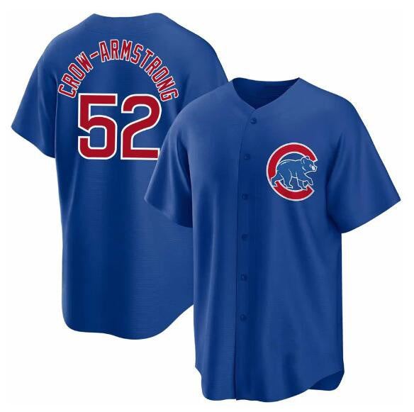 Chicago Cubs #52 Pete Crow-Armstrong Blue AmberGomez 2024 Cool Base Stitched Jersey