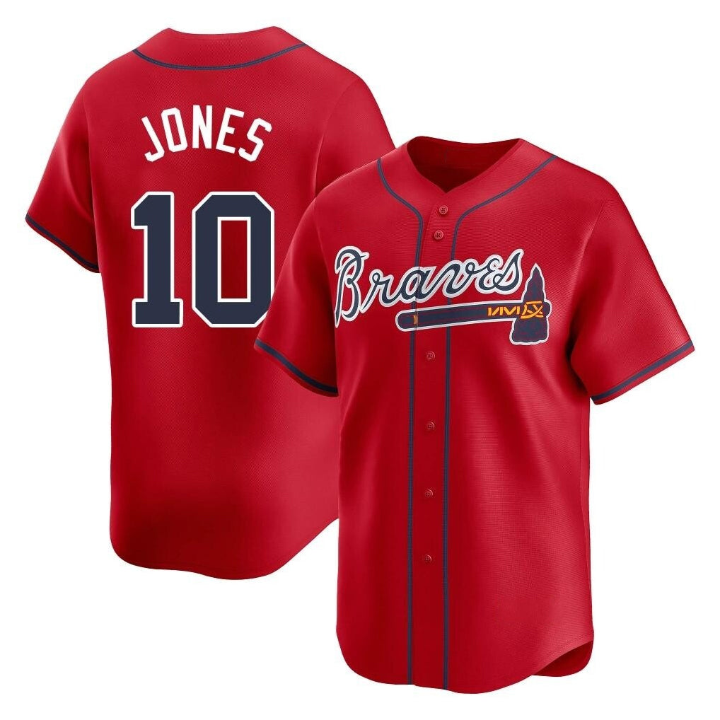 Atlanta Braves #10 Chipper Jones Player Red AmberGomez Limited Home Game Stitched Jerseys