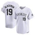 Colorado Rockies #19 Charlie Blackmon Player White AmberGomez Limited Home Stitched Jerseys