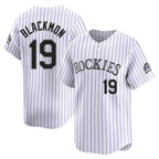Colorado Rockies #19 Charlie Blackmon Player White AmberGomez Limited Home Stitched Jerseys