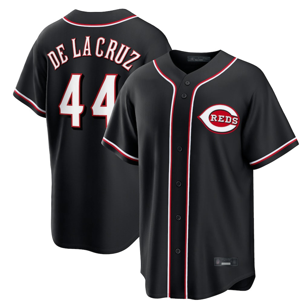 Cincinnati Reds #44 Elly De La Cruz Player Black AmberGomez Fashion Out Home Game Stitched Jerseys