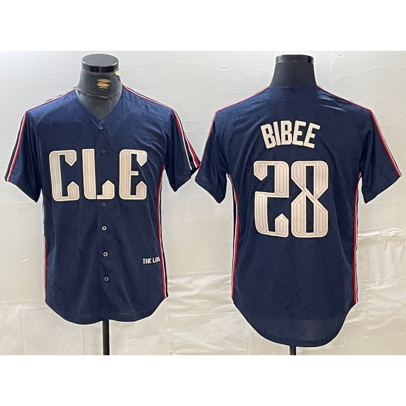 Cleveland Guardians #28 Tanner Bibee Navy AmberGomez 2024 City Connect Limited Stitched Jersey