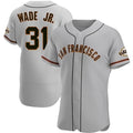 San Francisco Giants #31 LaMonte Wade Jr Grey AmberGomez 2021 Road Player Jersey