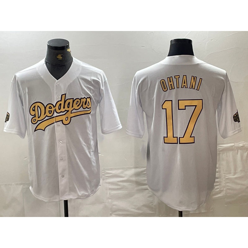 Los Angeles Dodgers #17 Shohei Ohtani White AmberGomez 2022 All Star Stitched Cool Base Jersey
