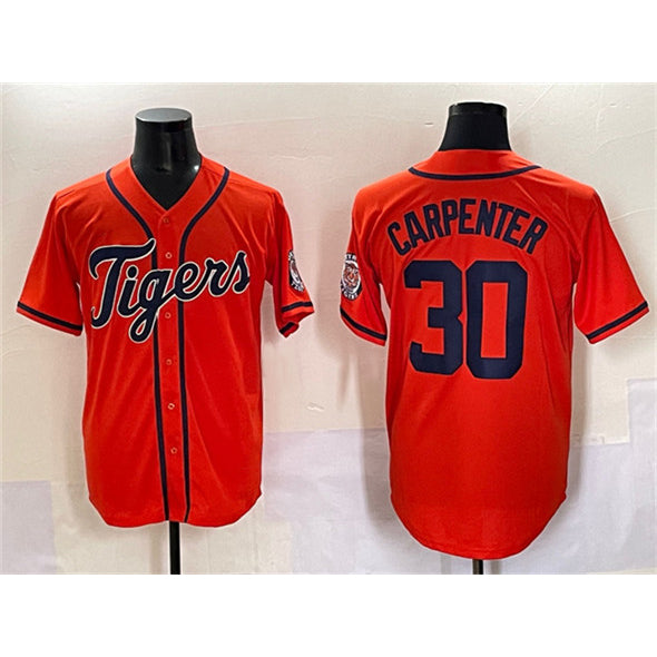 Detroit Tigers #30 Kerry Carpenter Orange AmberGomez With Patch Cool Base Stitched Jersey