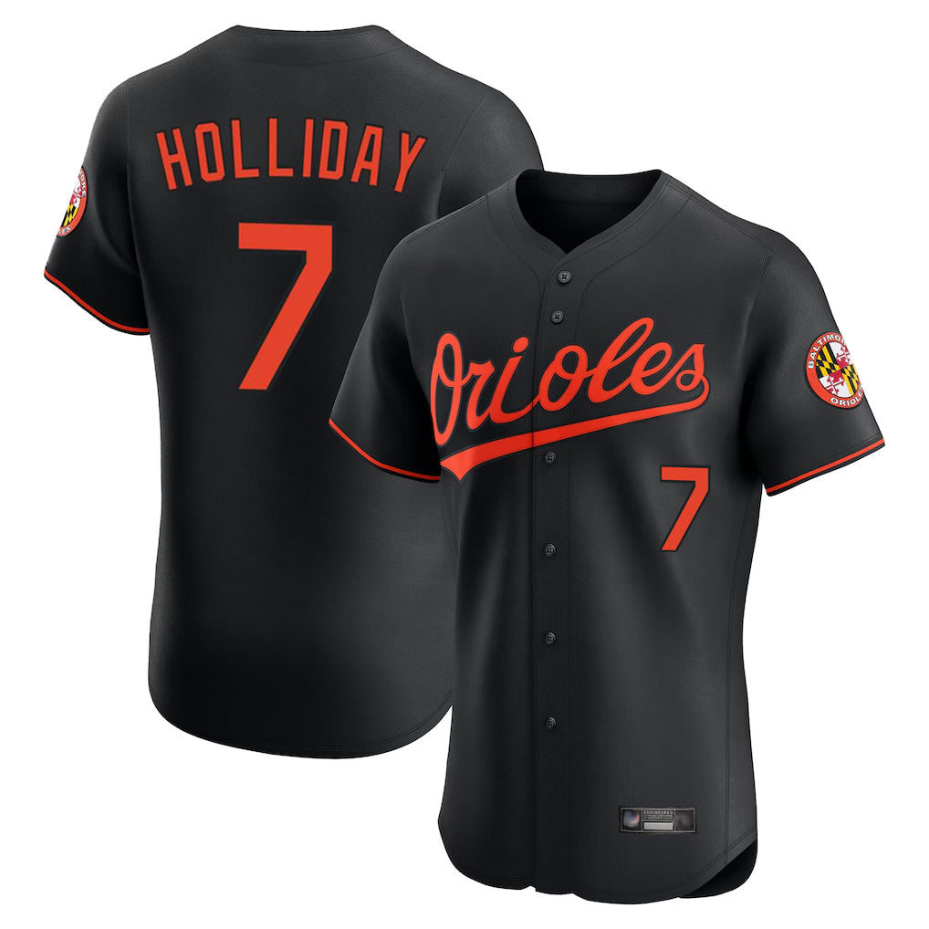 Baltimore Orioles #7 Jackson Holliday Player Black AmberGomez Limited Elite Home Game Stitched Jerseys