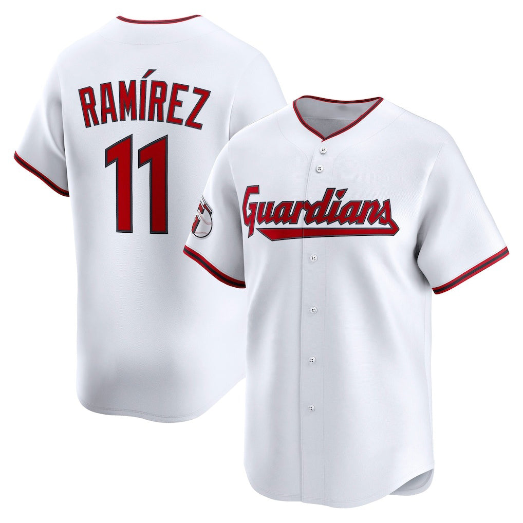 Cleveland Guardians #11 Jos¨¦ Ram¨ªrez White AmberGomez Home Limited Player Jersey