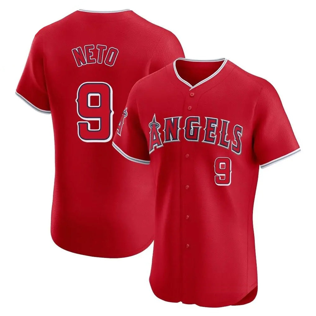 Los Angeles Angels #9 Zach Neto Player Red AmberGomez Home Limited Elite Stitched Jerseys