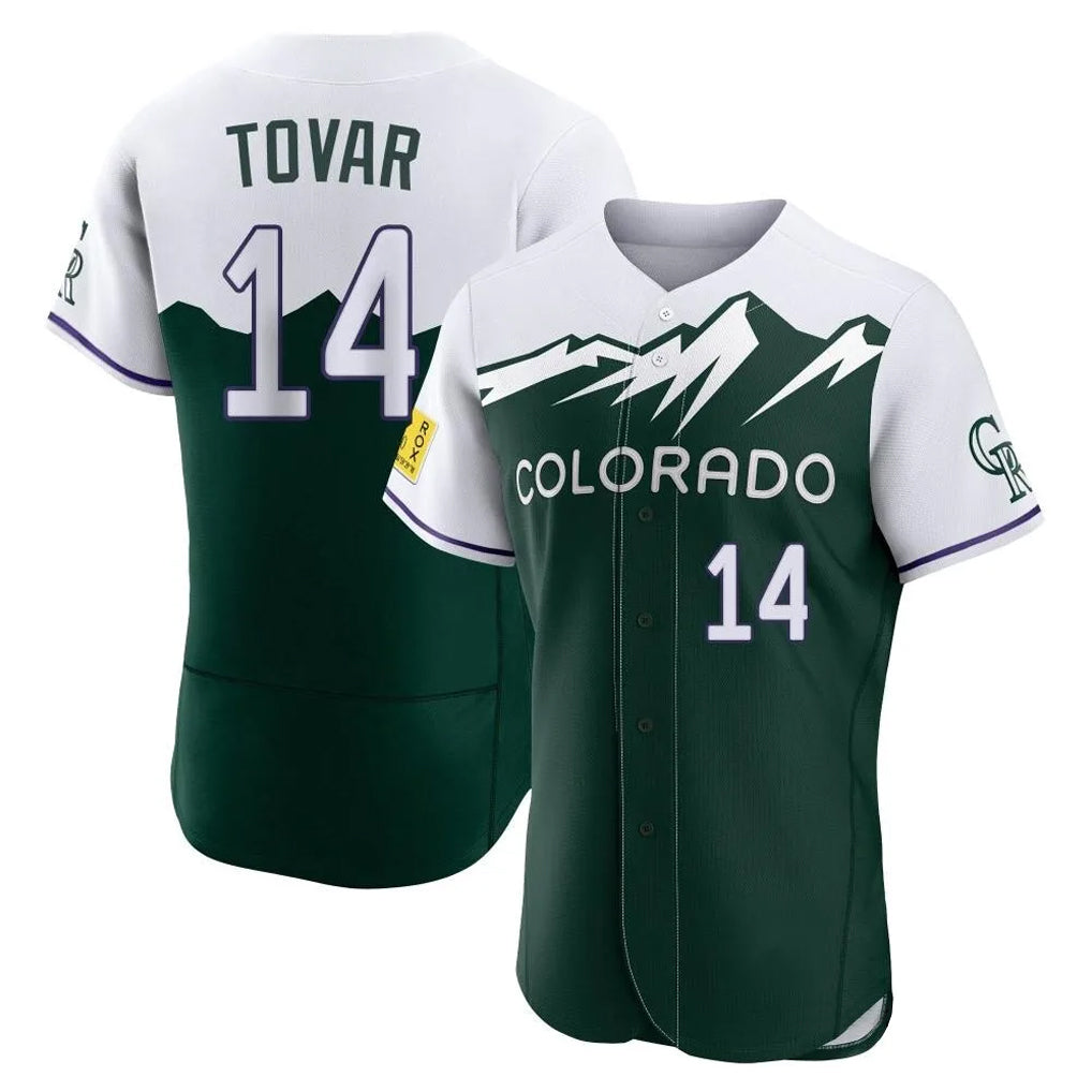 Colorado Rockies #14 Ezequiel Tovar Player Green AmberGomez City Connect Limited Elite Home Stitched Jerseys