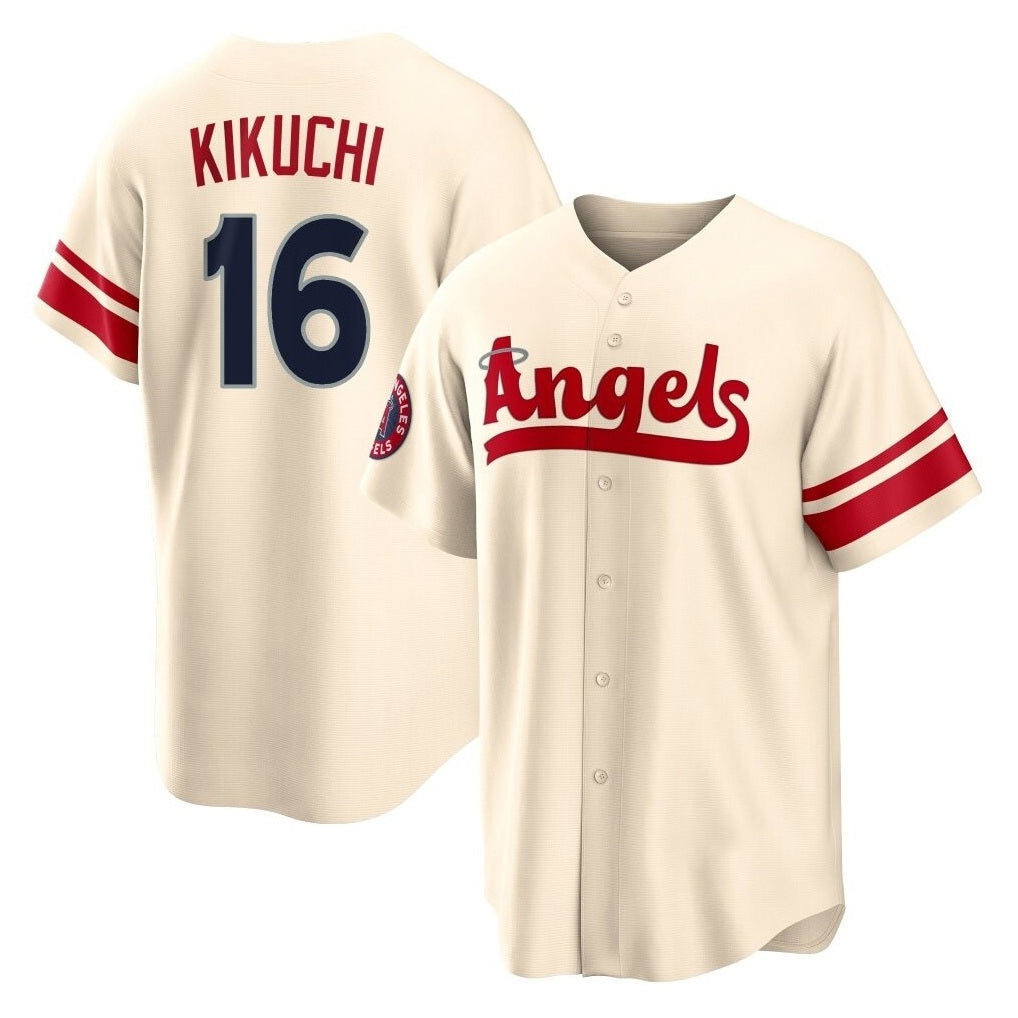 Los Angeles Angels #16 Yusei Kikuchi Player Cream AmberGomez City Connect Home Stitched Jerseys