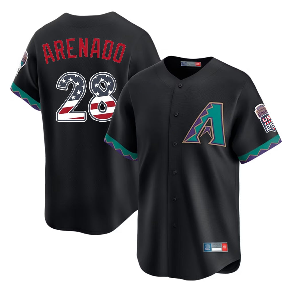 Arizona Diamondbacks #28 Nolan Arenado Player Black AmberGomez USA 250 Fourth of July Home Game Stitched Jerseys