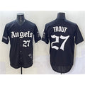 Los Angeles Angels #27 Mike Trout Black AmberGomez 'Gothic Halo Edition' Vapor Limited Stitched Jersey