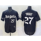 Los Angeles Angels #27 Mike Trout Black AmberGomez 'Gothic Halo Edition' Vapor Limited Stitched Jersey