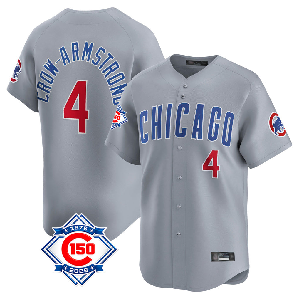 Chicago Cubs #4 Pete Crow-Armstrong Player Gray AmberGomez Road 150th Anniversary Limited Home Stitched Jerseys