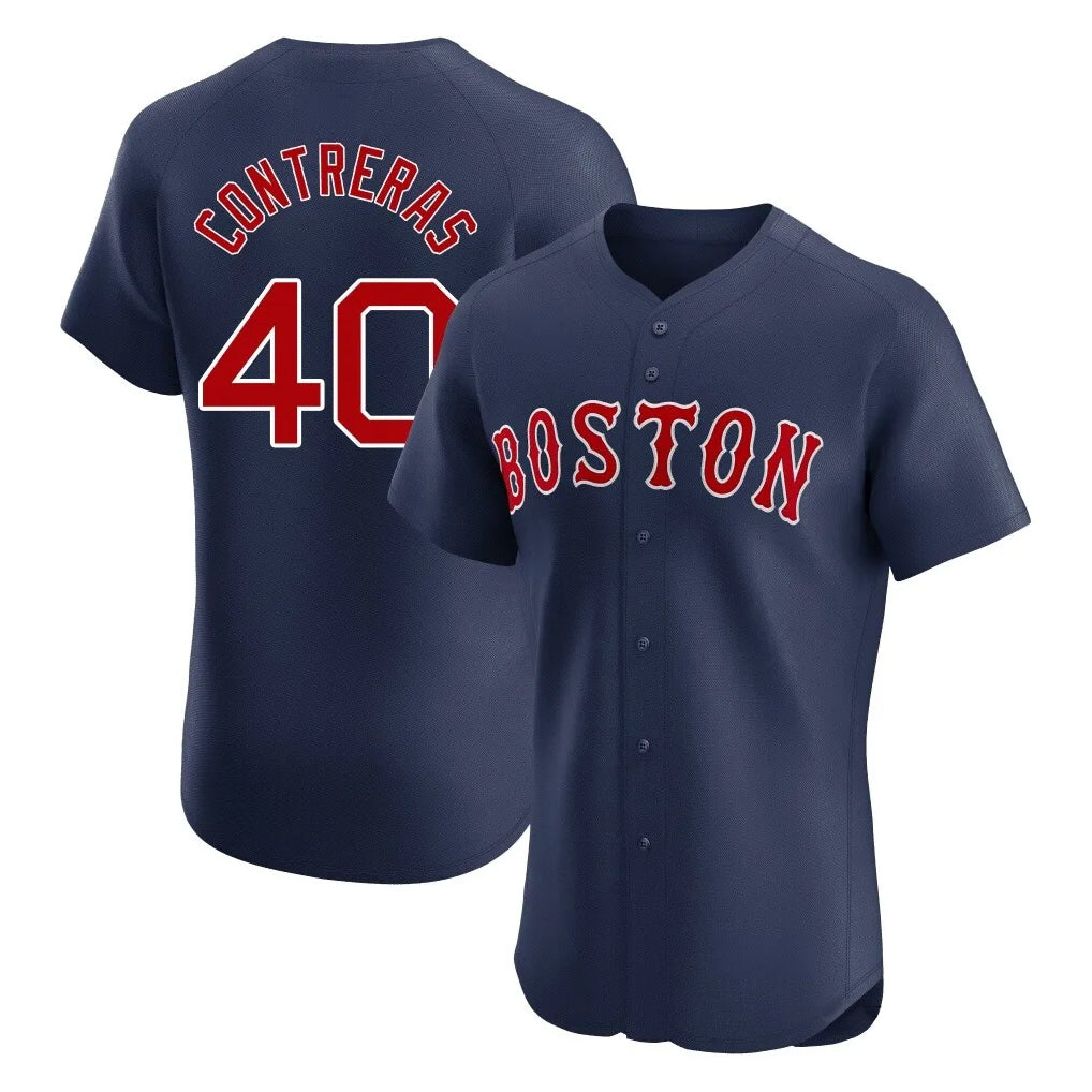 Boston Red Sox #40 Willson Contreras Player Navy AmberGomez Limited Elite Home Game Stitched Jerseys1
