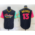 San Diego Padres #13 Manny Machado Black AmberGomez 2022 City Connect Cool Base Stitched Jersey