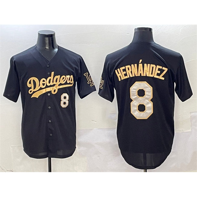 Los Angeles Dodgers #8 Enrique Hernandez Black Gold AmberGomez Limited Stitched Jersey
