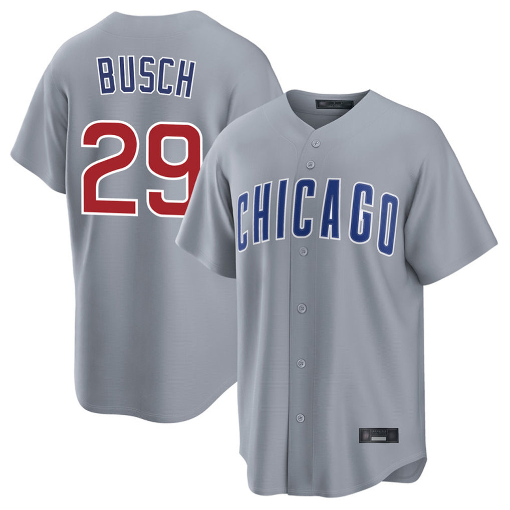 Chicago Cubs #29 Michael Busch Player Gray AmberGomez Home Game Stitched Jerseys