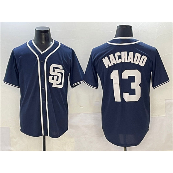 San Diego Padres #13 Manny Machado Navy AmberGomez Cool Base Stitched Jersey
