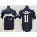 Milwaukee Brewers #11 Jackson Chourio Black AmberGomez 'Gothic 414 Shadows Edition' Vapor Premier Limited Stitched Jersey