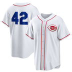 Cincinnati Reds #42 Jackie Robinson White AmberGomez Home 2025 Day Replica Jersey