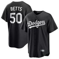Los Angeles Dodgers #50 Mookie Betts Player Black AmberGomez Carbon Limited Game Stitched Jerseys