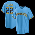 Milwaukee Brewers #22 Christian Yelich Light Blue AmberGomez Road Replica Jersey