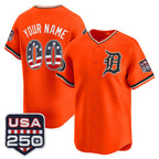 Custom Detroit Tigers Orange AmberGomez USA 250 Fourth of July Vapor Premier Limited Jersey ¨C All Stitched