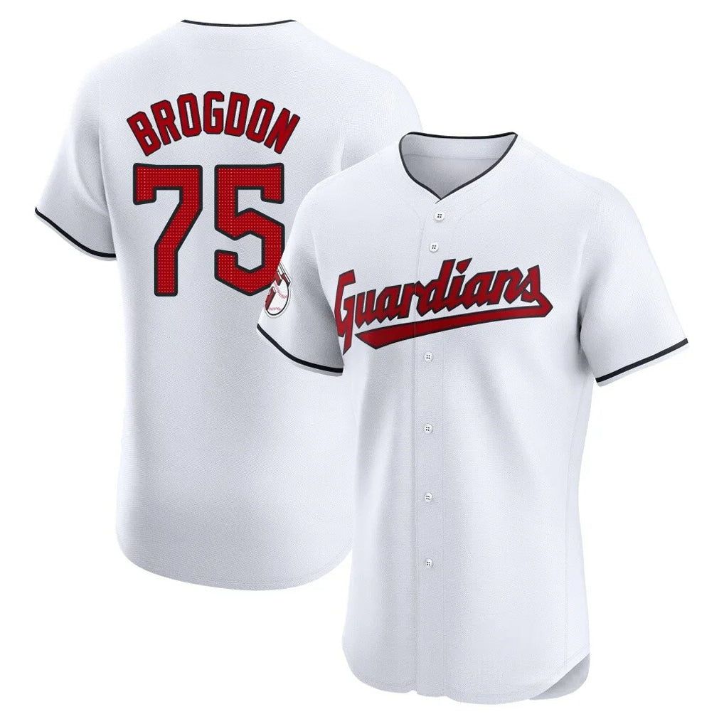Cleveland Guardians #75 Connor Brogdon Player White AmberGomez Limited Elite Home Stitched Jerseys
