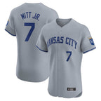 Kansas City Royals #7 Bobby Witt Jr. Player Gray AmberGomez Limited Elite Home Stitched Jerseys