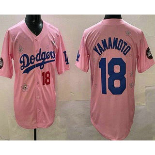 Los Angeles Dodgers #18 Yoshinobu Yamamoto Pink AmberGomez 2025 Tokyo Series Limited Jersey