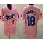 Los Angeles Dodgers #18 Yoshinobu Yamamoto Pink AmberGomez 2025 Tokyo Series Limited Jersey
