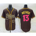San Diego Padres #13 Manny Machado Number Brown AmberGomez NEW 2023 City Connect Cool Base Stitched Jersey