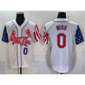 St. Louis Cardinals #0 Masyn Winn White AmberGomez Independence Day Vapor Premier Limited Stitched Jersey