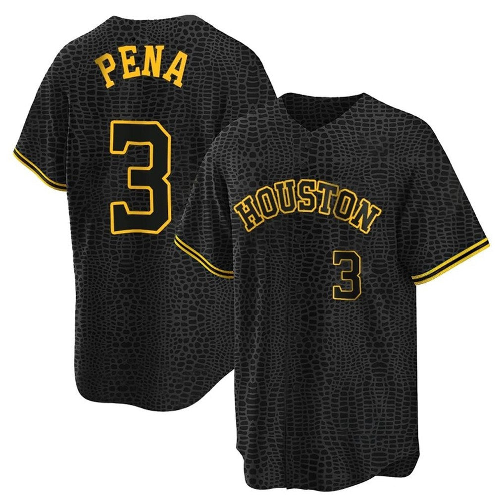 Houston Astros #3 Jeremy Pena Player Black AmberGomez Snake Skin City Home Game Stitched Jerseys
