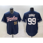 New York Yankees #99 Aaron Judge Number Navy AmberGomez Cool Base Stitched Jersey