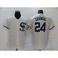 Chicago White Sox #24 Yasmani Grandal 2021 Cream AmberGomez Navy Field of Dreams Name Flex Base Stitched Jersey