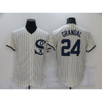 Chicago White Sox #24 Yasmani Grandal 2021 Cream AmberGomez Navy Field of Dreams Name Flex Base Stitched Jersey