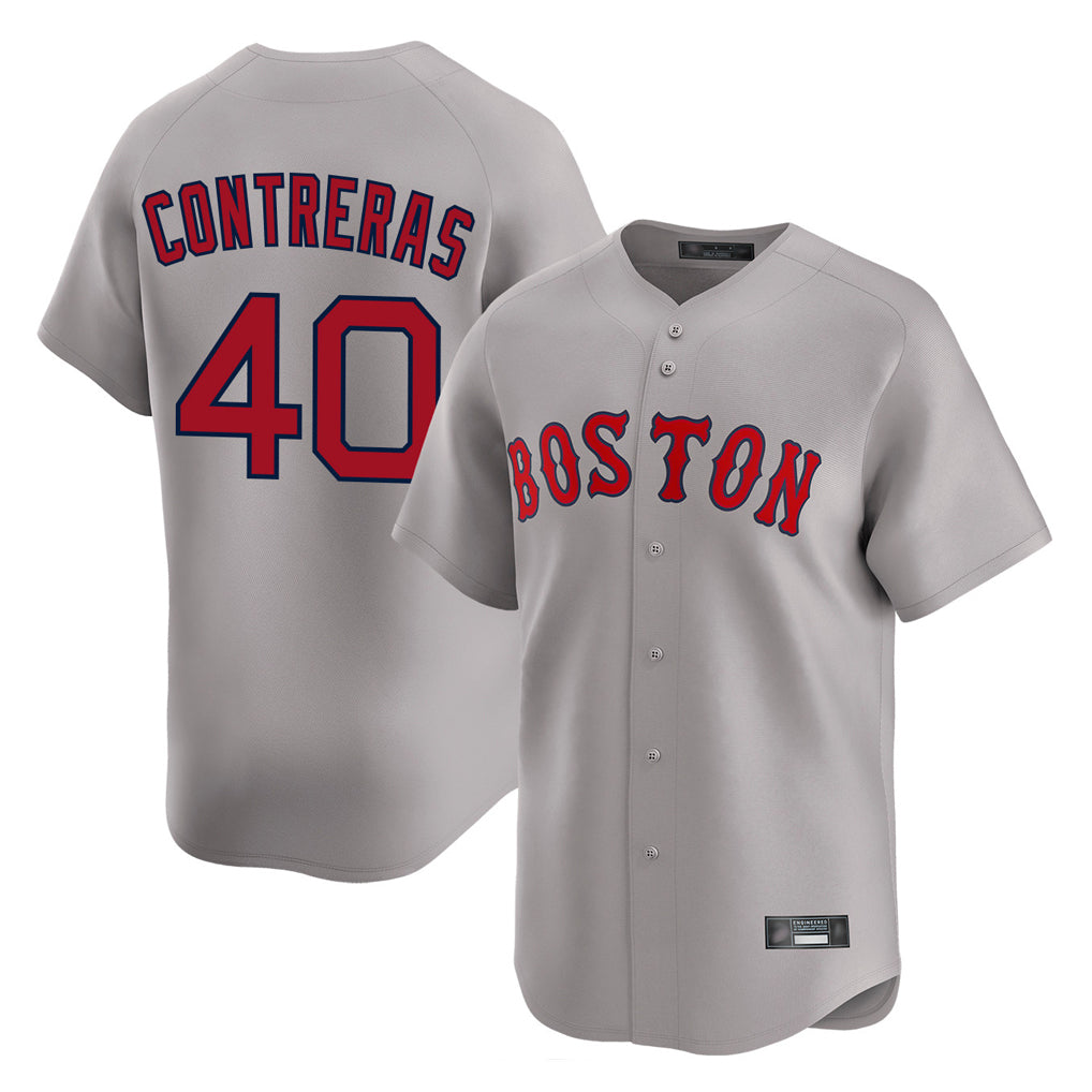 Boston Red Sox #40 Willson Contreras Player Gray AmberGomez Road Limited Home Game Stitched Jerseys1