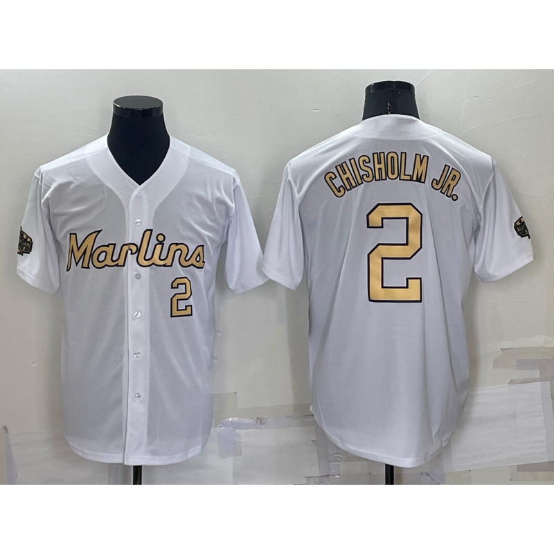 Miami Marlins #2 Jazz Chisholm Jr Number White AmberGomez 2022 All Star Stitched Cool Base Jersey