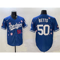 Los Angeles Dodgers #50 Mookie Betts Royal AmberGomez 2025 Tokyo Series Limited Stitched Jersey