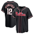 Philadelphia Phillies #12 Kyle Schwarber Fashion Black AmberGomez Out Stitched Jersey