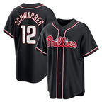 Philadelphia Phillies #12 Kyle Schwarber Fashion Black AmberGomez Out Stitched Jersey