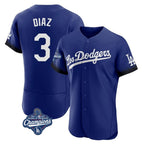 Los Angeles Dodgers #3 Edwin D¨ªaz Player Royal AmberGomez World Series Meet City Connect Elite Home Stitched Jerseys